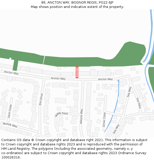 86, ANCTON WAY, BOGNOR REGIS, PO22 6JP: Location map and indicative extent of plot