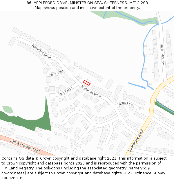 86, APPLEFORD DRIVE, MINSTER ON SEA, SHEERNESS, ME12 2SR: Location map and indicative extent of plot