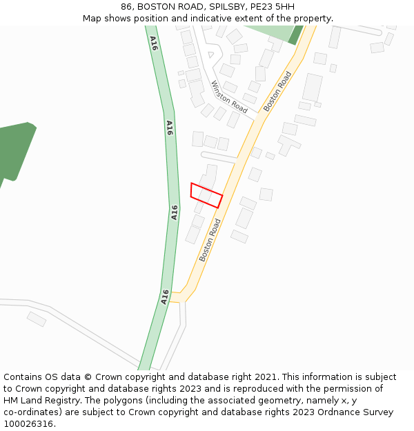 86, BOSTON ROAD, SPILSBY, PE23 5HH: Location map and indicative extent of plot