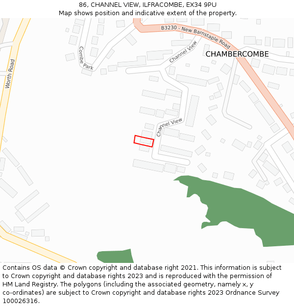 86, CHANNEL VIEW, ILFRACOMBE, EX34 9PU: Location map and indicative extent of plot