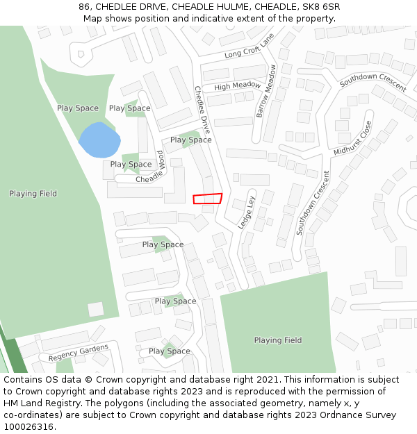 86, CHEDLEE DRIVE, CHEADLE HULME, CHEADLE, SK8 6SR: Location map and indicative extent of plot