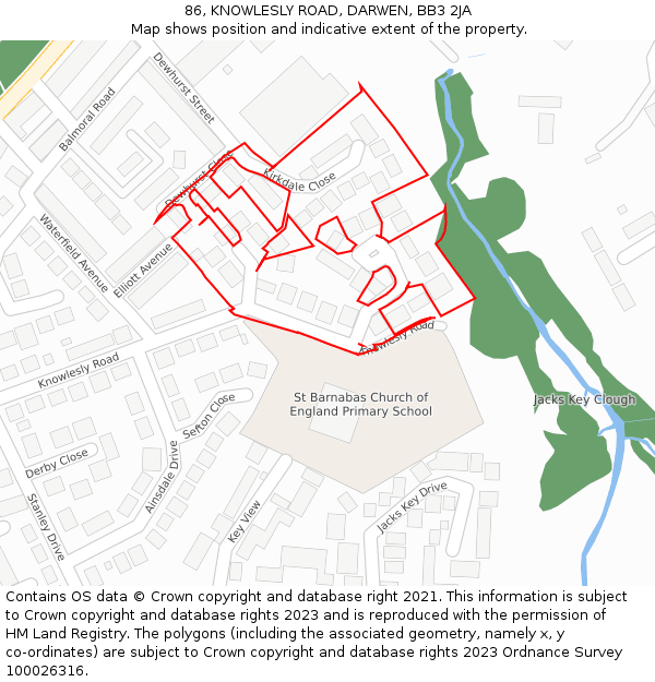 86, KNOWLESLY ROAD, DARWEN, BB3 2JA: Location map and indicative extent of plot