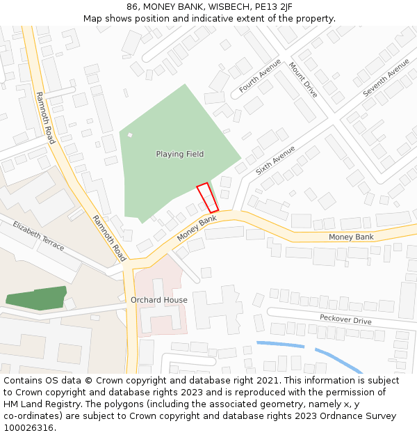 86, MONEY BANK, WISBECH, PE13 2JF: Location map and indicative extent of plot