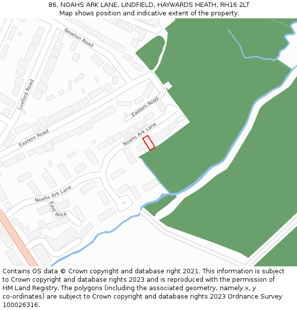 86, NOAHS ARK LANE, LINDFIELD, HAYWARDS HEATH, RH16 2LT: Location map and indicative extent of plot