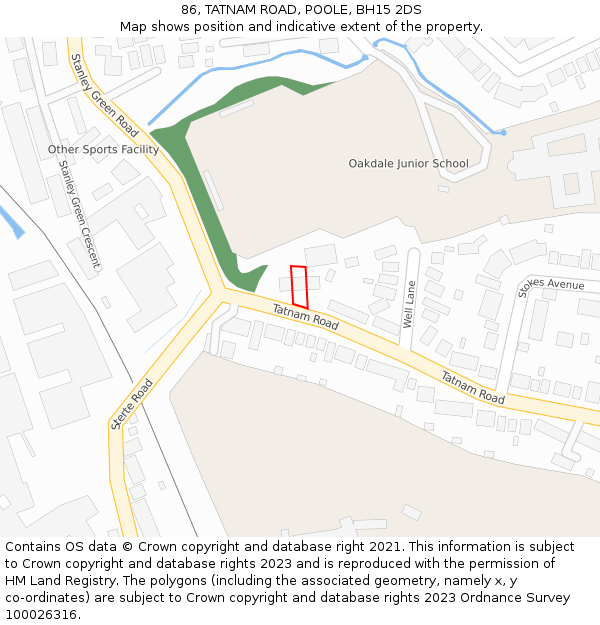 86, TATNAM ROAD, POOLE, BH15 2DS: Location map and indicative extent of plot