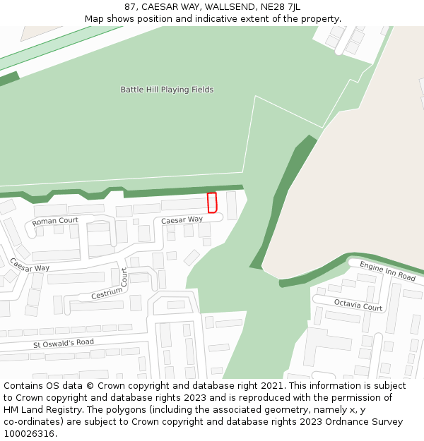 87, CAESAR WAY, WALLSEND, NE28 7JL: Location map and indicative extent of plot