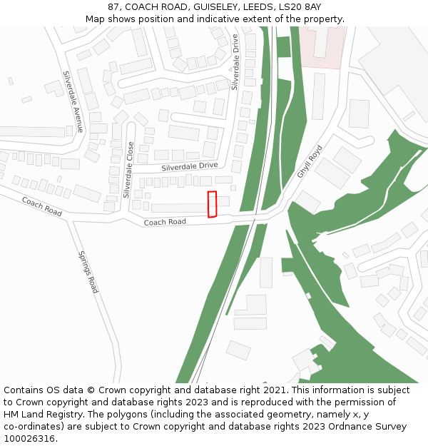 87, COACH ROAD, GUISELEY, LEEDS, LS20 8AY: Location map and indicative extent of plot