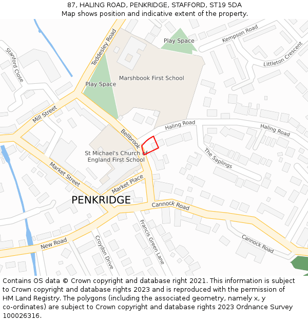 87, HALING ROAD, PENKRIDGE, STAFFORD, ST19 5DA: Location map and indicative extent of plot