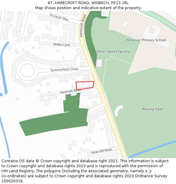 87, HARECROFT ROAD, WISBECH, PE13 1RL: Location map and indicative extent of plot