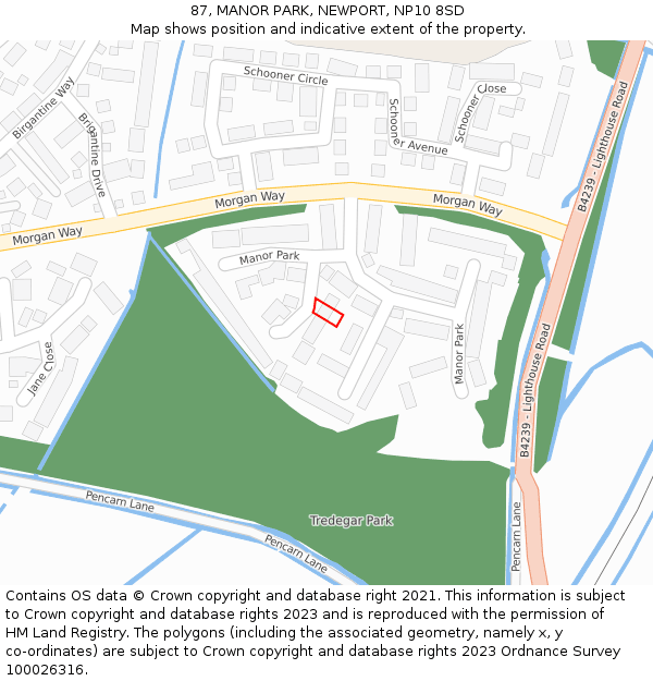 87, MANOR PARK, NEWPORT, NP10 8SD: Location map and indicative extent of plot