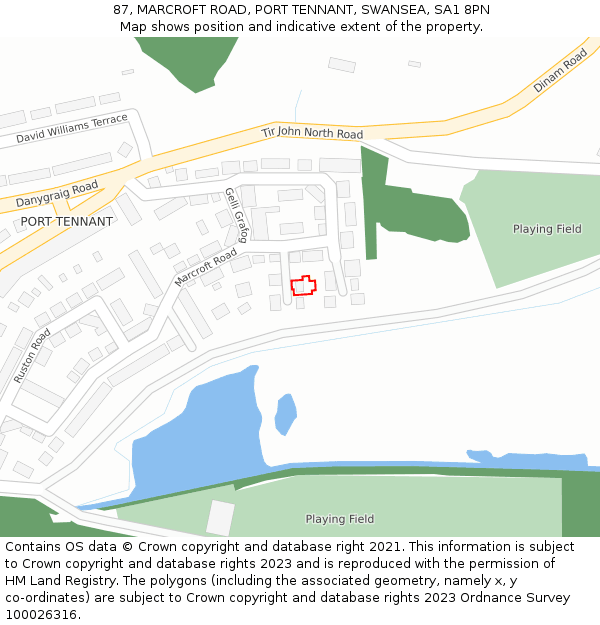 87, MARCROFT ROAD, PORT TENNANT, SWANSEA, SA1 8PN: Location map and indicative extent of plot