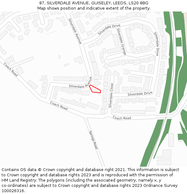 87, SILVERDALE AVENUE, GUISELEY, LEEDS, LS20 8BG: Location map and indicative extent of plot