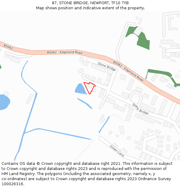 87, STONE BRIDGE, NEWPORT, TF10 7YB: Location map and indicative extent of plot