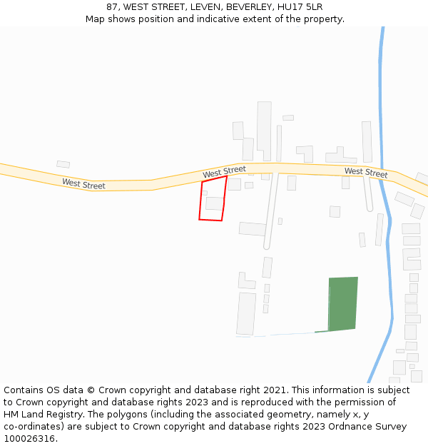 87, WEST STREET, LEVEN, BEVERLEY, HU17 5LR: Location map and indicative extent of plot