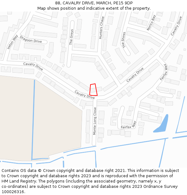 88, CAVALRY DRIVE, MARCH, PE15 9DP: Location map and indicative extent of plot