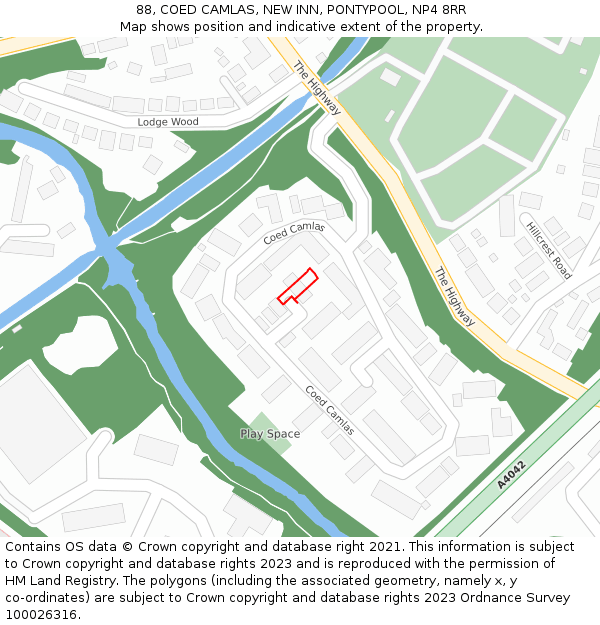 88, COED CAMLAS, NEW INN, PONTYPOOL, NP4 8RR: Location map and indicative extent of plot