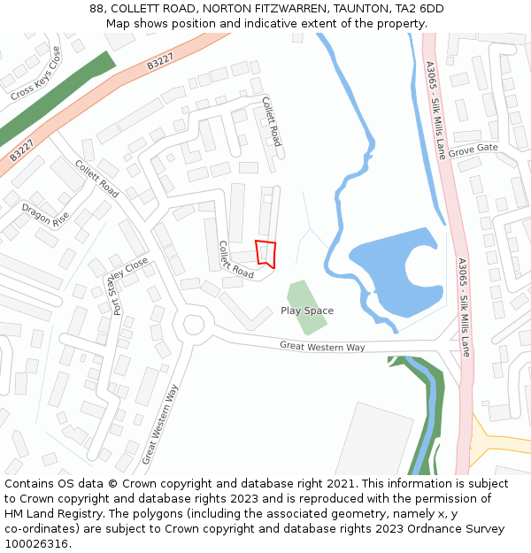 88, COLLETT ROAD, NORTON FITZWARREN, TAUNTON, TA2 6DD: Location map and indicative extent of plot