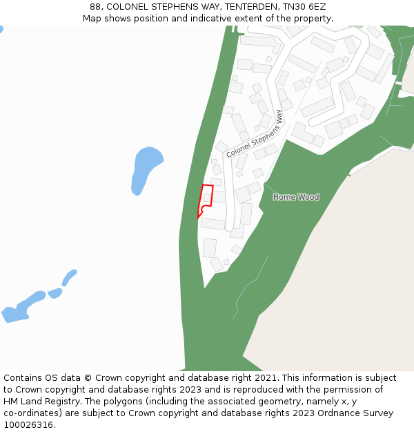 88, COLONEL STEPHENS WAY, TENTERDEN, TN30 6EZ: Location map and indicative extent of plot