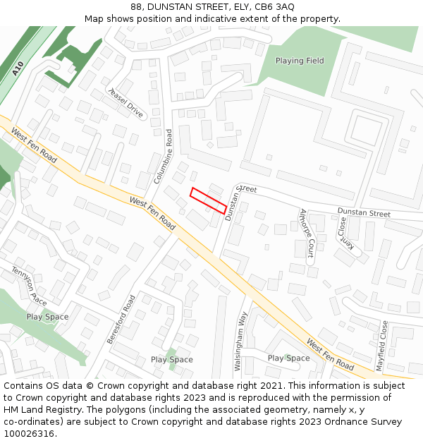 88, DUNSTAN STREET, ELY, CB6 3AQ: Location map and indicative extent of plot