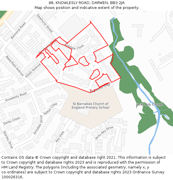 88, KNOWLESLY ROAD, DARWEN, BB3 2JA: Location map and indicative extent of plot