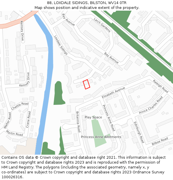 88, LOXDALE SIDINGS, BILSTON, WV14 0TR: Location map and indicative extent of plot