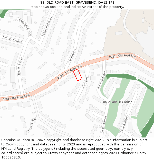 88, OLD ROAD EAST, GRAVESEND, DA12 1PE: Location map and indicative extent of plot