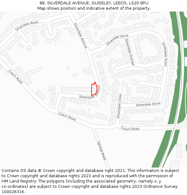 88, SILVERDALE AVENUE, GUISELEY, LEEDS, LS20 8PU: Location map and indicative extent of plot