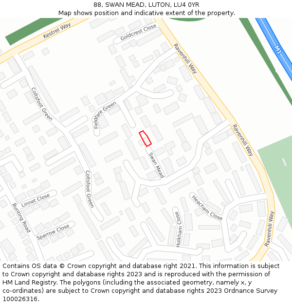 88, SWAN MEAD, LUTON, LU4 0YR: Location map and indicative extent of plot