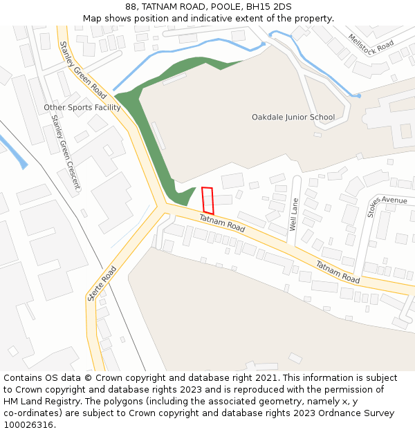 88, TATNAM ROAD, POOLE, BH15 2DS: Location map and indicative extent of plot