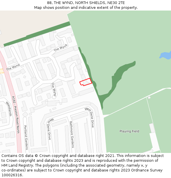 88, THE WYND, NORTH SHIELDS, NE30 2TE: Location map and indicative extent of plot