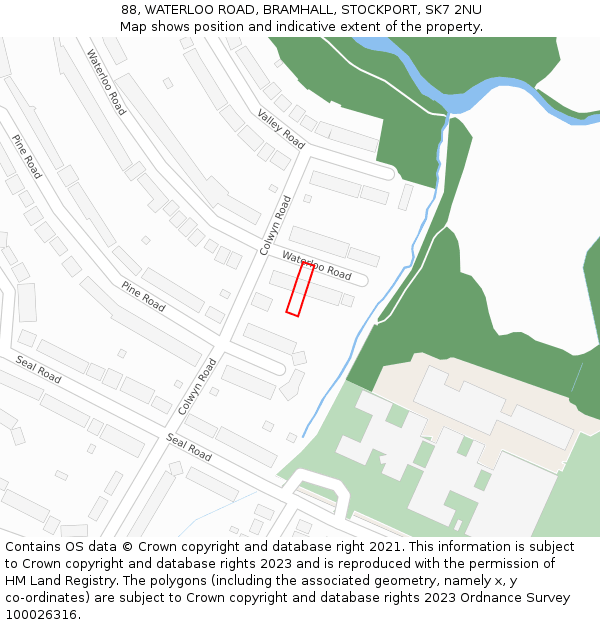 88, WATERLOO ROAD, BRAMHALL, STOCKPORT, SK7 2NU: Location map and indicative extent of plot