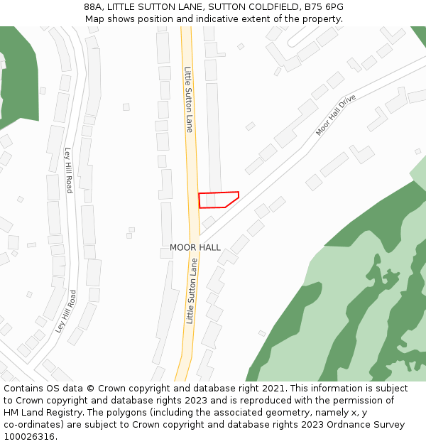 88A, LITTLE SUTTON LANE, SUTTON COLDFIELD, B75 6PG: Location map and indicative extent of plot