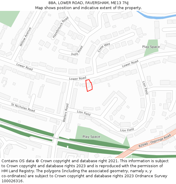 88A, LOWER ROAD, FAVERSHAM, ME13 7NJ: Location map and indicative extent of plot