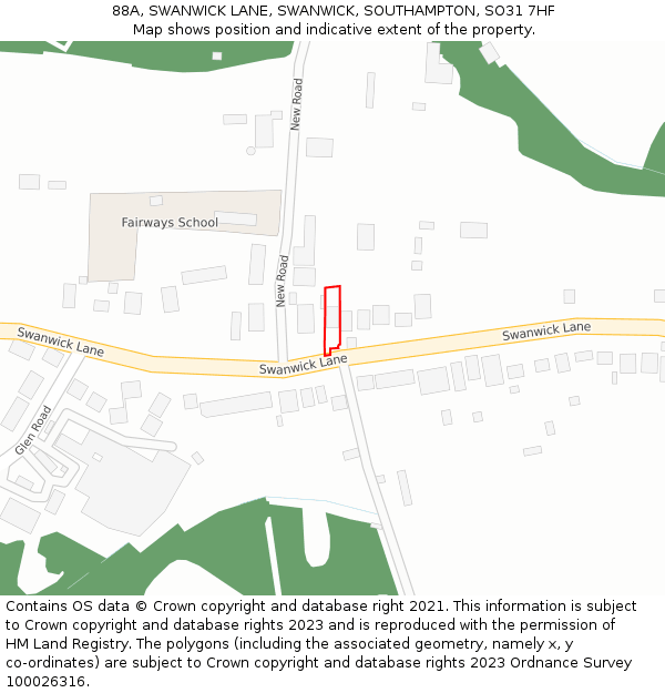 88A, SWANWICK LANE, SWANWICK, SOUTHAMPTON, SO31 7HF: Location map and indicative extent of plot