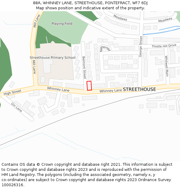 88A, WHINNEY LANE, STREETHOUSE, PONTEFRACT, WF7 6DJ: Location map and indicative extent of plot