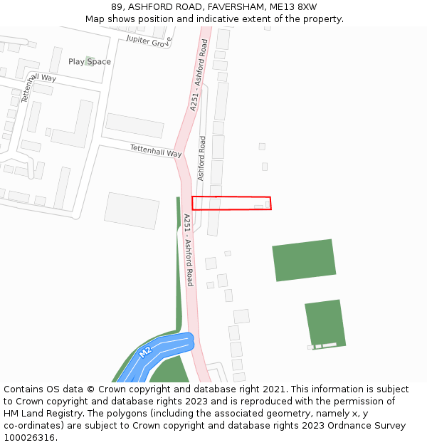 89, ASHFORD ROAD, FAVERSHAM, ME13 8XW: Location map and indicative extent of plot