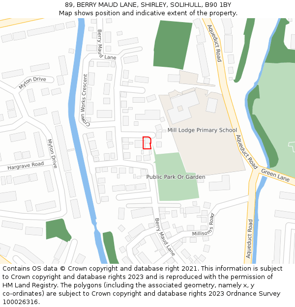 89, BERRY MAUD LANE, SHIRLEY, SOLIHULL, B90 1BY: Location map and indicative extent of plot