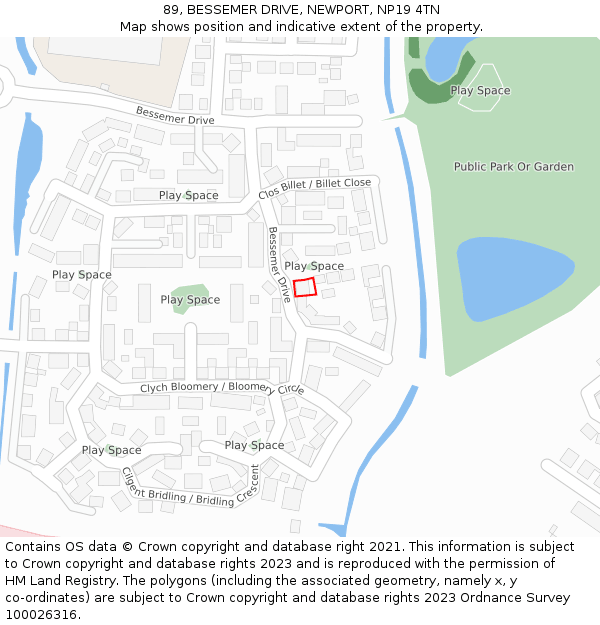 89, BESSEMER DRIVE, NEWPORT, NP19 4TN: Location map and indicative extent of plot