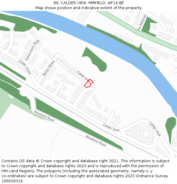 89, CALDER VIEW, MIRFIELD, WF14 8JF: Location map and indicative extent of plot