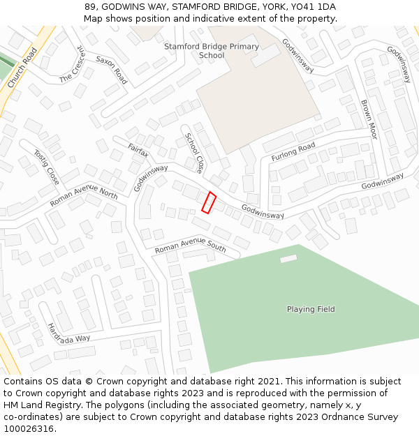 89, GODWINS WAY, STAMFORD BRIDGE, YORK, YO41 1DA: Location map and indicative extent of plot