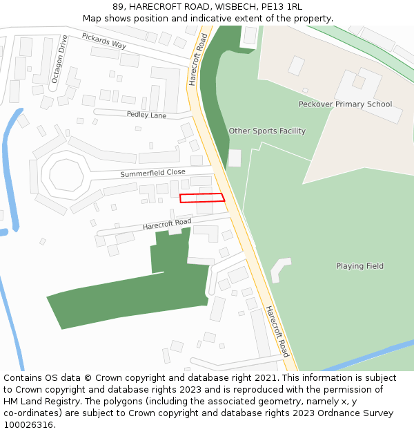 89, HARECROFT ROAD, WISBECH, PE13 1RL: Location map and indicative extent of plot