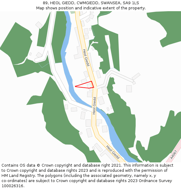 89, HEOL GIEDD, CWMGIEDD, SWANSEA, SA9 1LS: Location map and indicative extent of plot