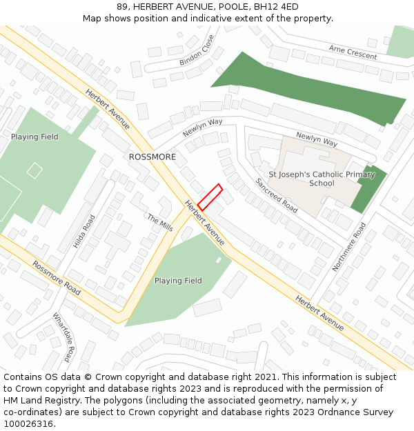 89, HERBERT AVENUE, POOLE, BH12 4ED: Location map and indicative extent of plot