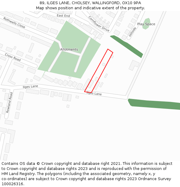 89, ILGES LANE, CHOLSEY, WALLINGFORD, OX10 9PA: Location map and indicative extent of plot