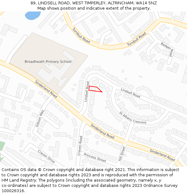 89, LINDSELL ROAD, WEST TIMPERLEY, ALTRINCHAM, WA14 5NZ: Location map and indicative extent of plot