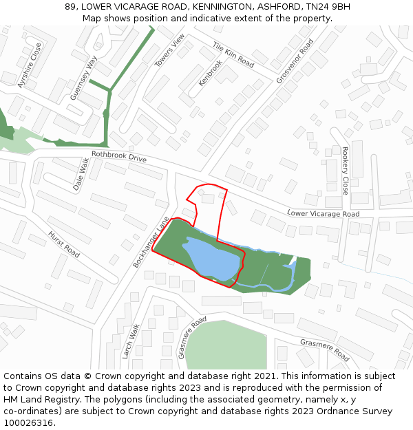 89, LOWER VICARAGE ROAD, KENNINGTON, ASHFORD, TN24 9BH: Location map and indicative extent of plot