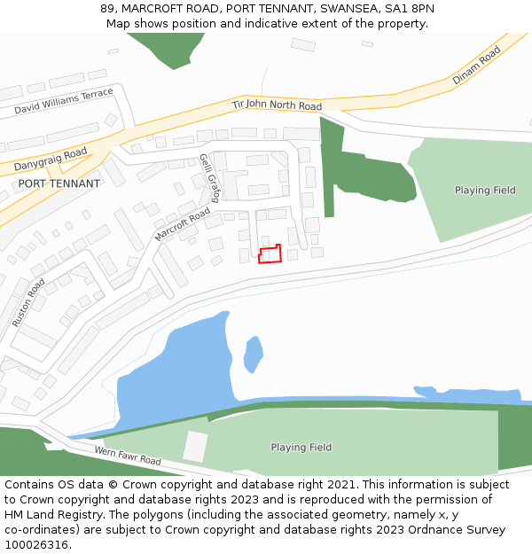 89, MARCROFT ROAD, PORT TENNANT, SWANSEA, SA1 8PN: Location map and indicative extent of plot
