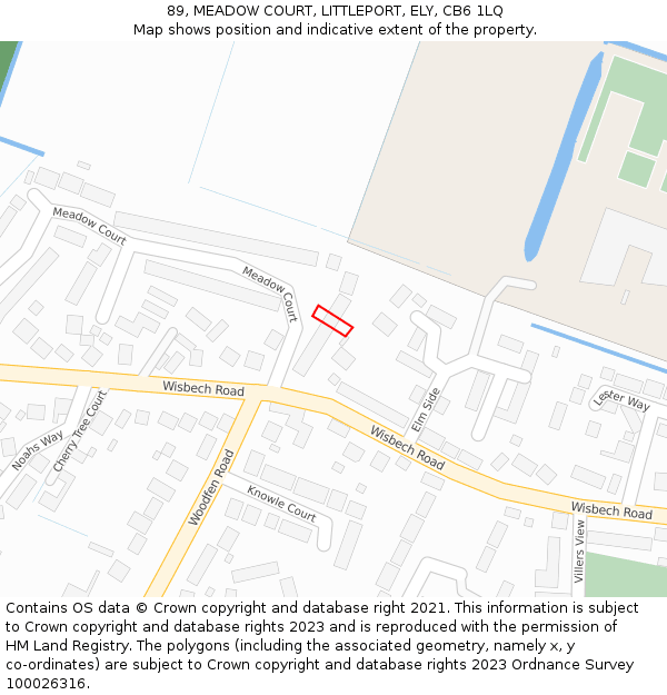 89, MEADOW COURT, LITTLEPORT, ELY, CB6 1LQ: Location map and indicative extent of plot