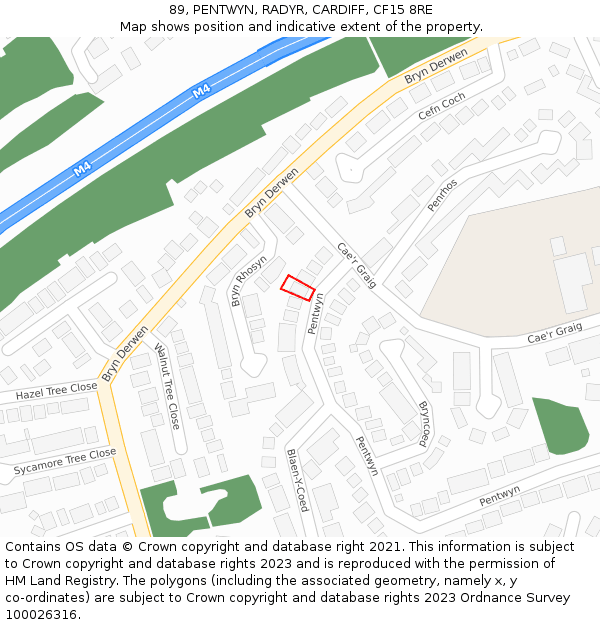 89, PENTWYN, RADYR, CARDIFF, CF15 8RE: Location map and indicative extent of plot