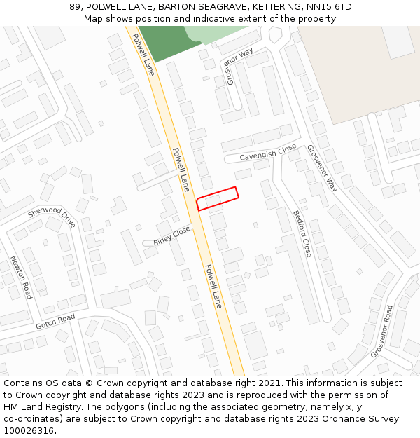 89, POLWELL LANE, BARTON SEAGRAVE, KETTERING, NN15 6TD: Location map and indicative extent of plot